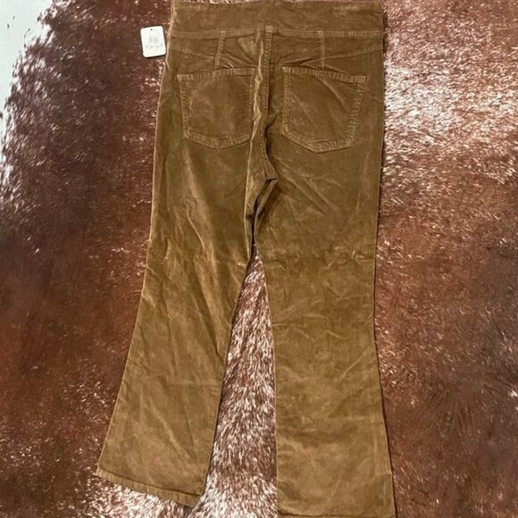 Free People Velvet Crop Slim Flare Pants Brown Size Small Holiday Party Pant - Picture 15 of 16